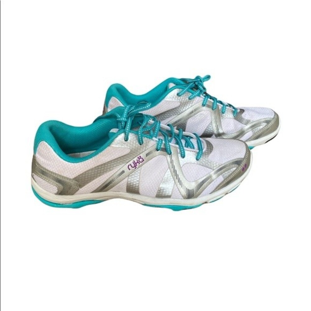 NIB Ryka Women's Influence Sneakers N-GAGE White ,Gray & Teal Size 8.5M